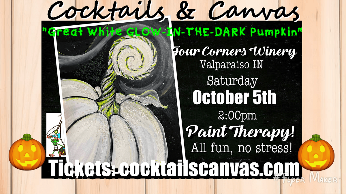 "The GLOW-IN-THE-DARK Great White Pumpkin" Cocktails and Canvas Halloween Painting Art Event