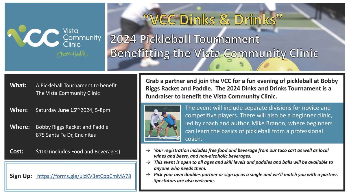 VCC "Dink and Drinks" Pickleball Tournament