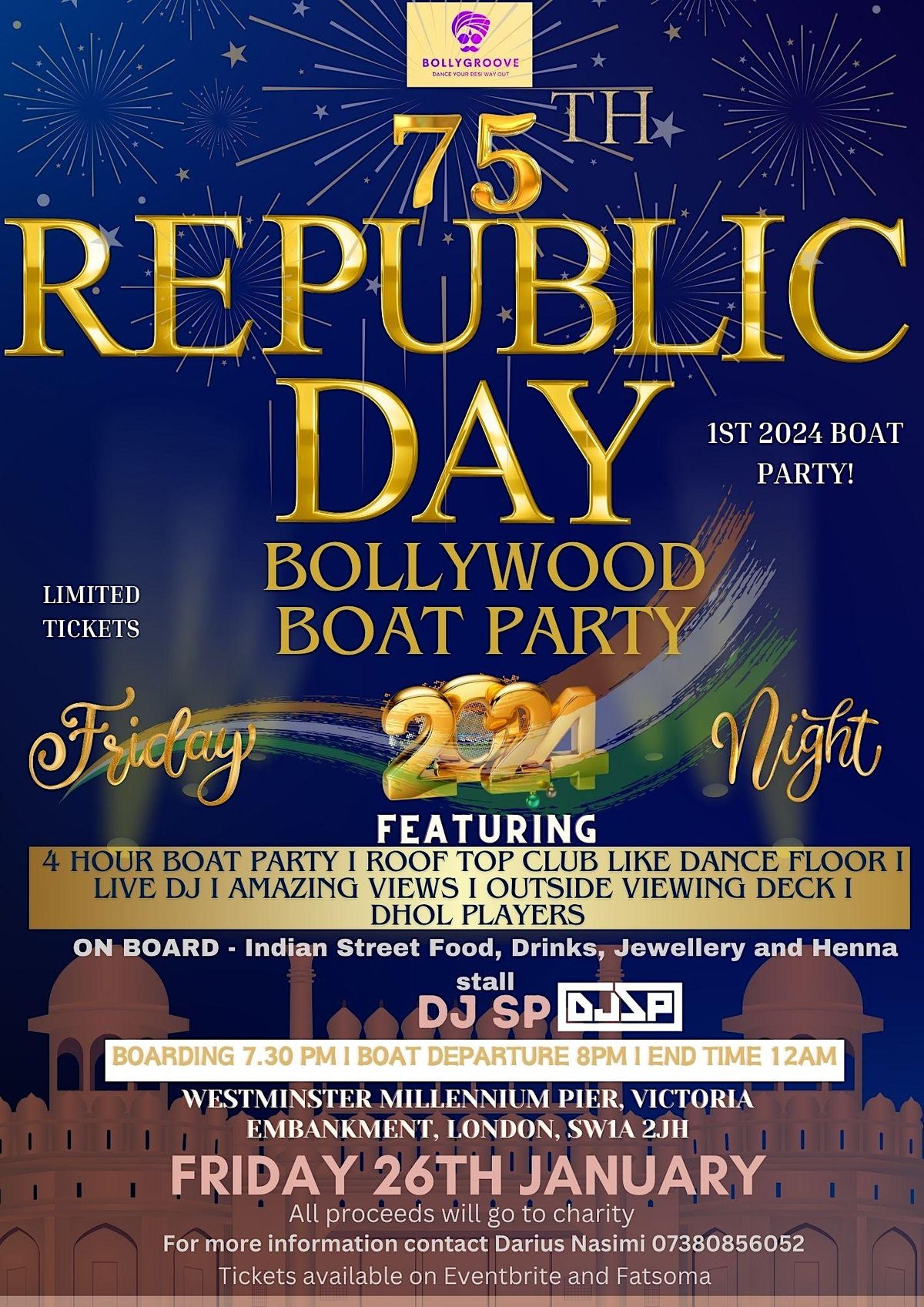 REPUBLIC DAY BOLLYWOOD BOAT PARTY 2024, Westminster Millennium Pier