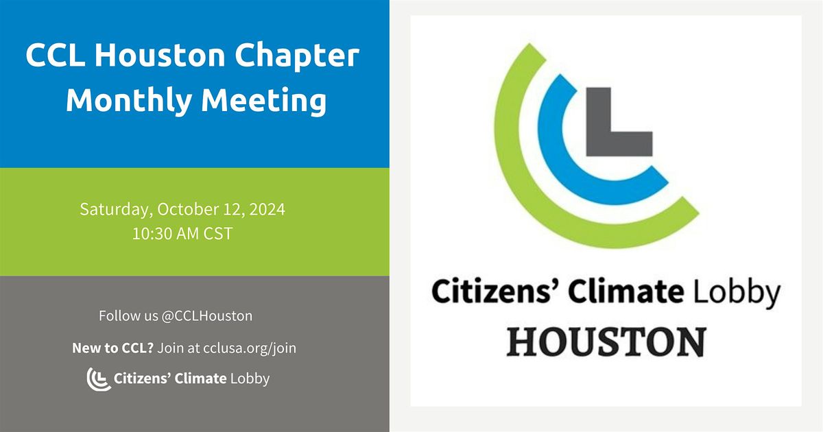 Citizens' Climate Lobby, Houston - Monthly Meeting - October 12, 2024