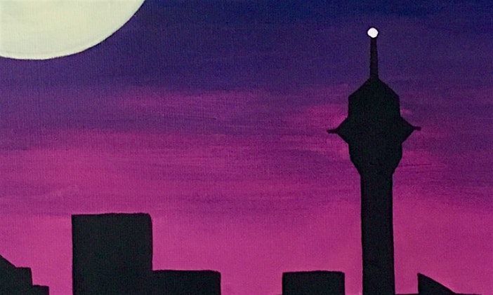 Paint and Wine Night - Moonrise Over Auckland