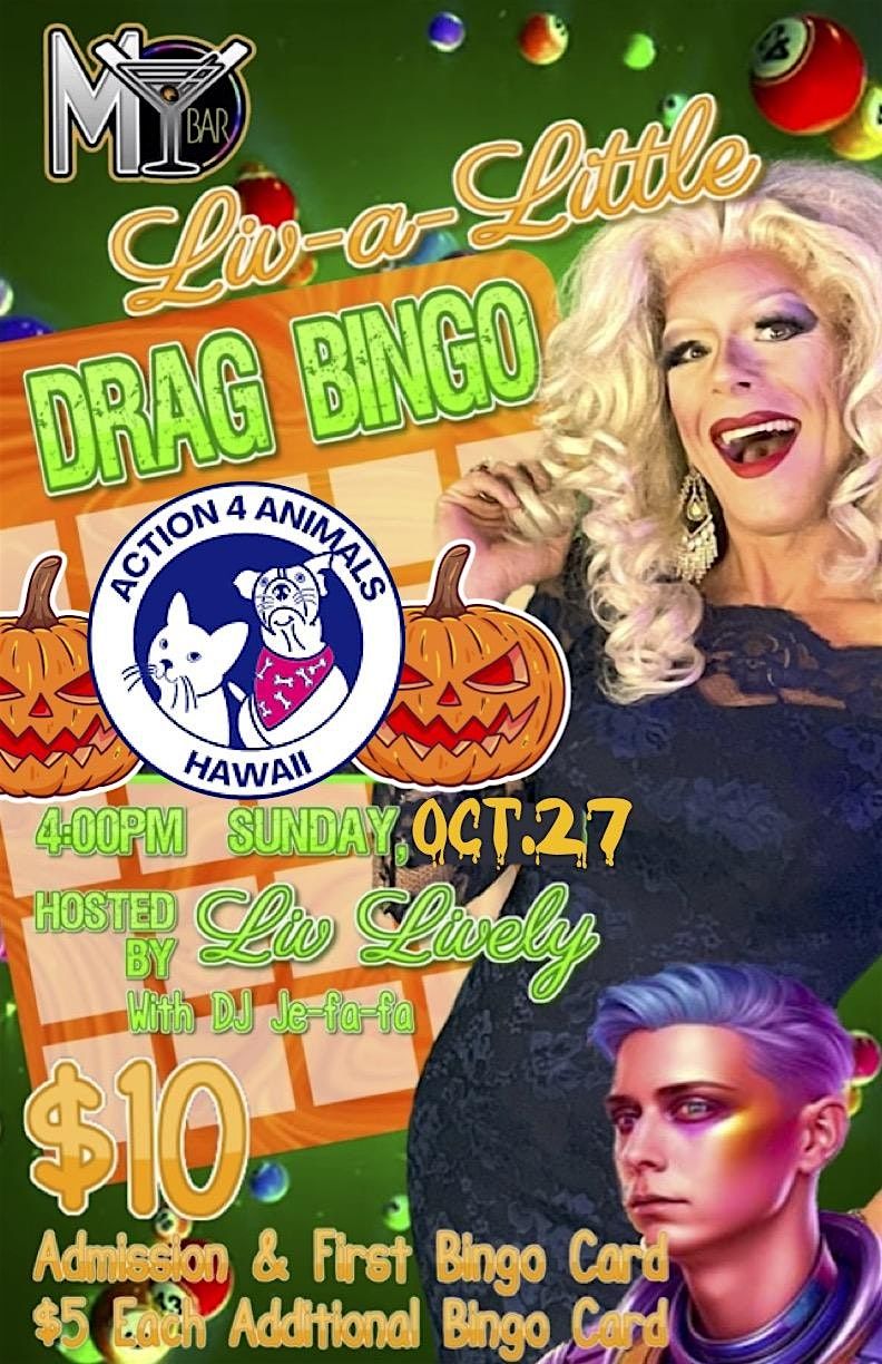 OCTOBER BONUS DRAG BINGO, supporting ACTION 4 ANIMALS!