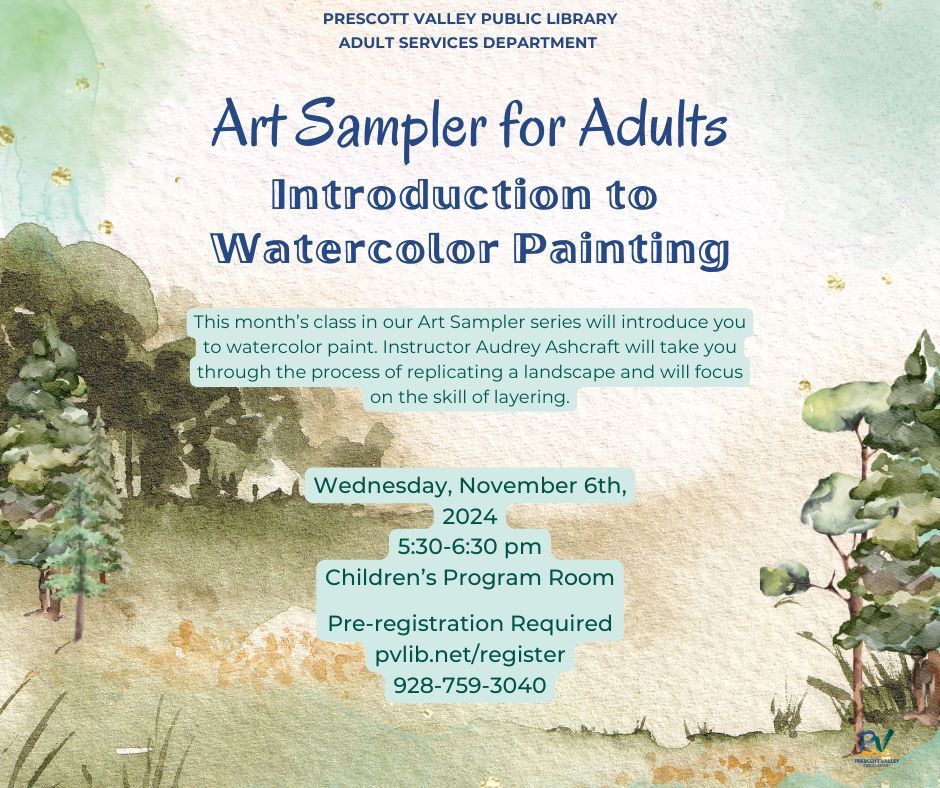 Art Sampler for Adults - Watercolor \u2013 November 6, 2024 - In person program