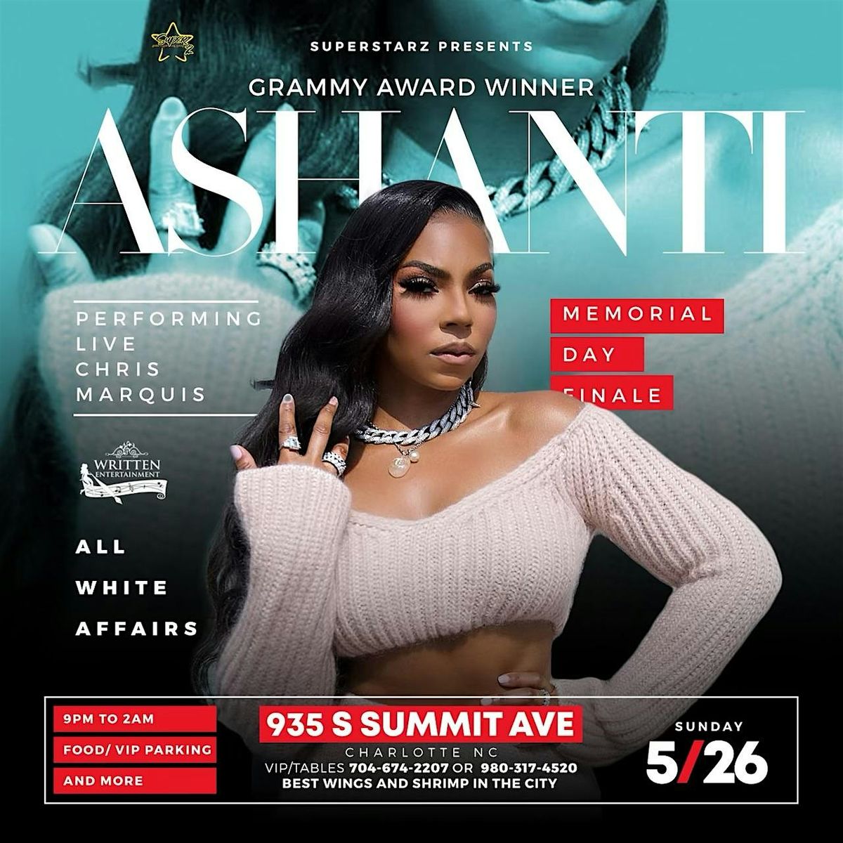 Ashanti may 26th Charlotte Nc for sections 980-317-4520