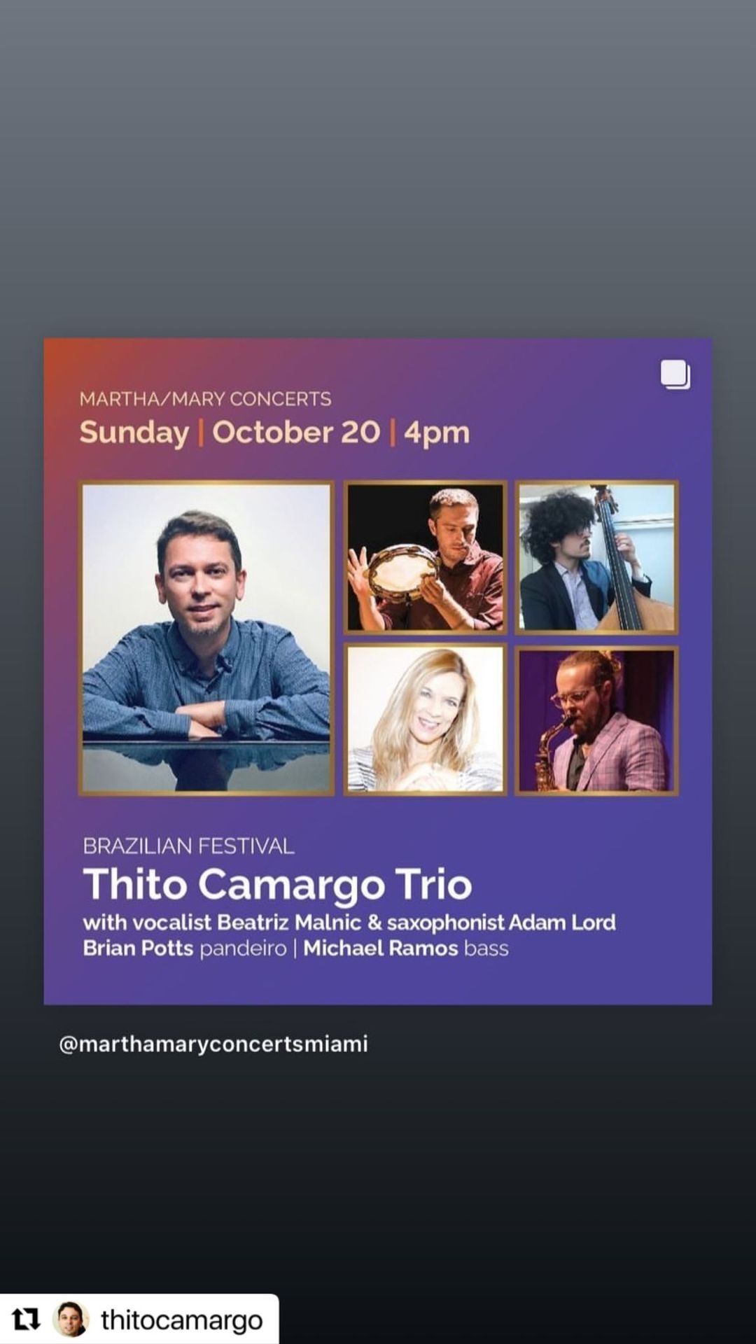 Brazilian Festival: Thito Camargo Trio & Beatriz Malnic with Adam Lord