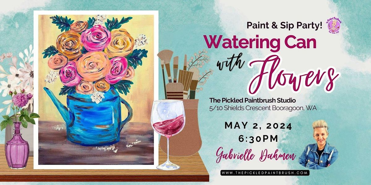 Paint & Sip Party - Watering Can with Flowers - May 2, 2024