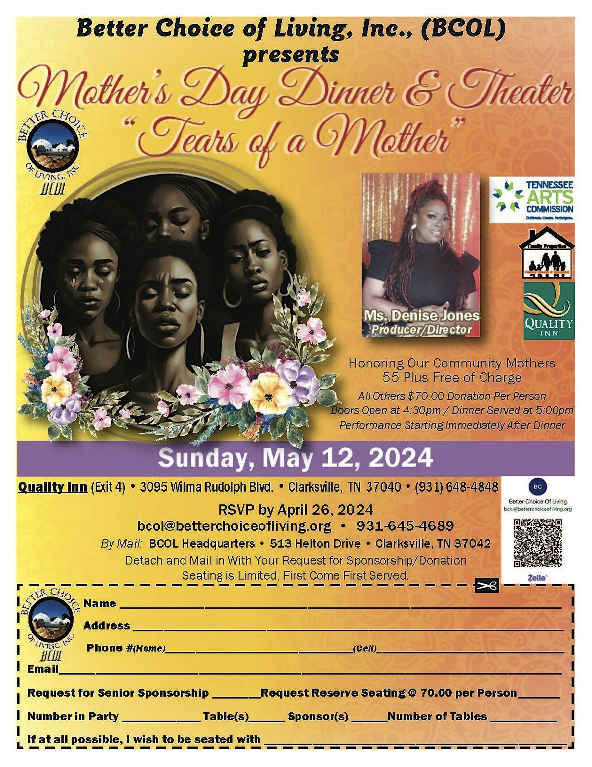 BCOL Presents Mother's Day Dinner & Theater "Tears of a Mother"