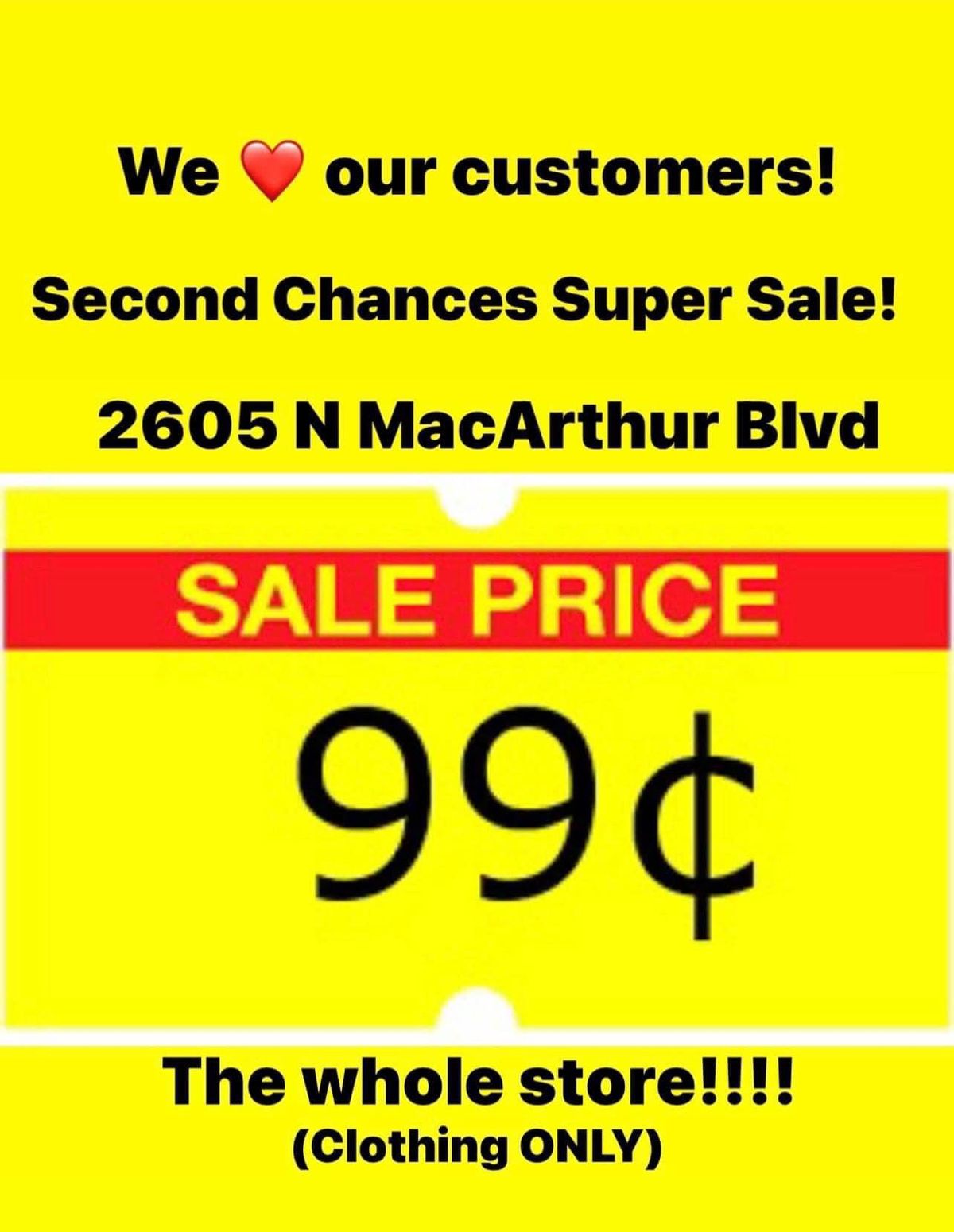 99 Cent Sale! The whole store! (Clothing only)