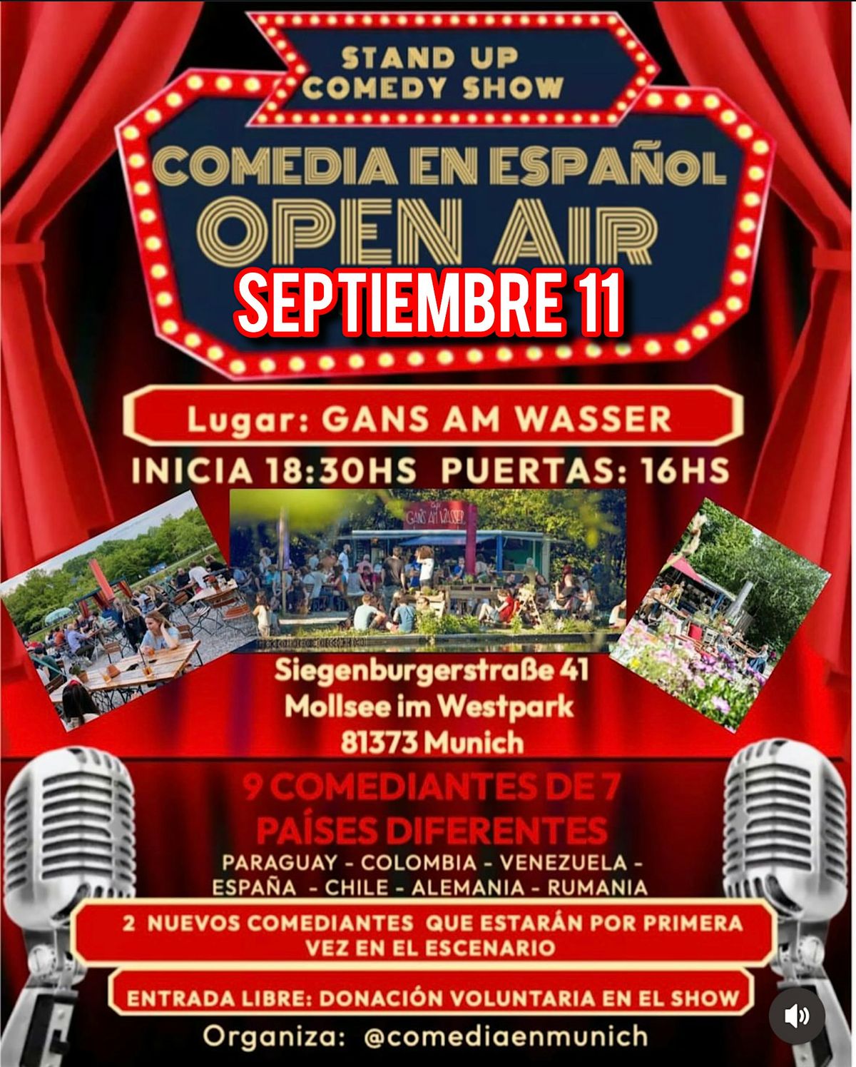 STAND UP COMEDY SHOW EN ESPA\u00d1OL - OPEN AIR - Gans Am Wasser