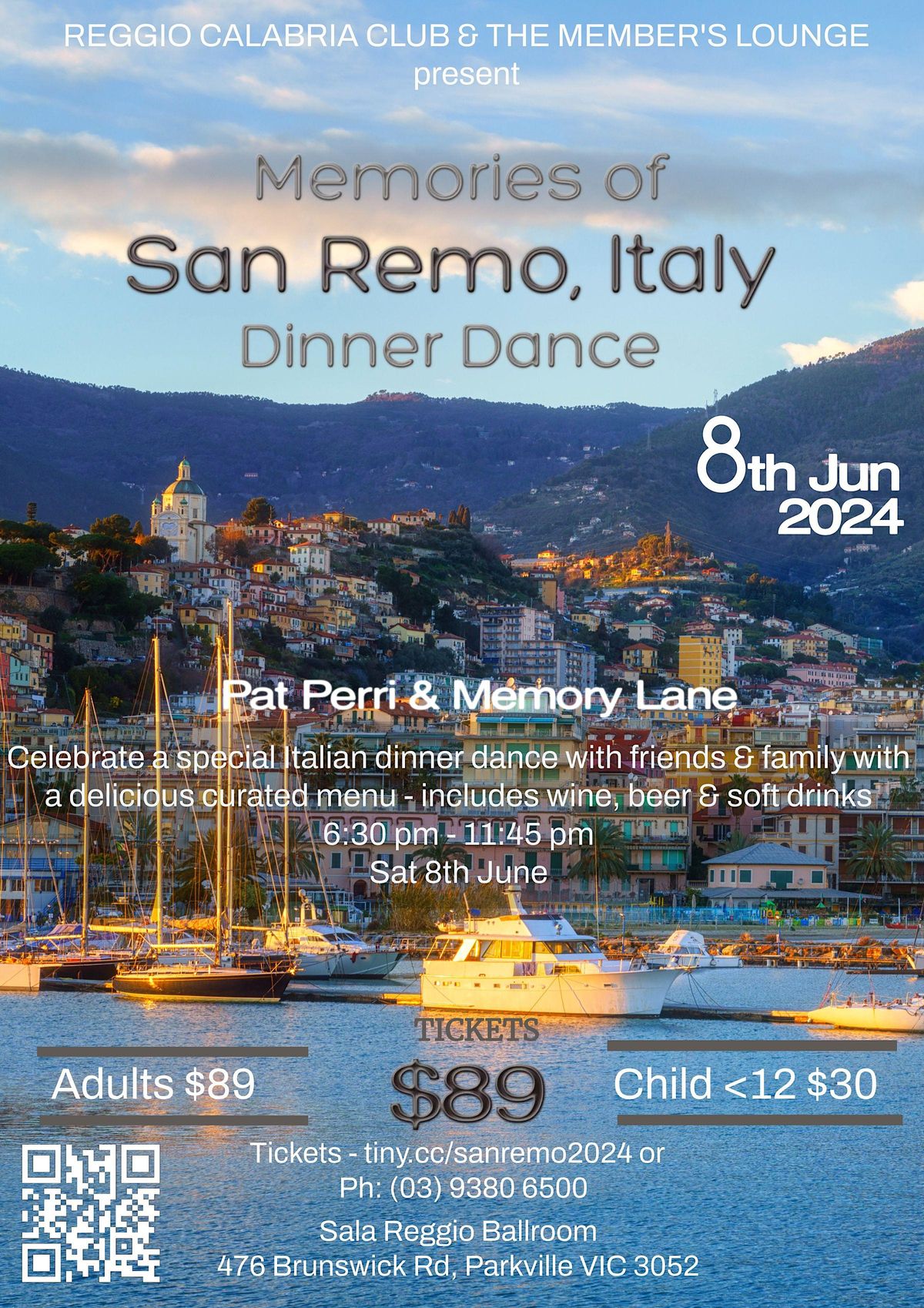 Memories of San Remo, Italy - Dinner Dance @ The Reggio Calabria Club
