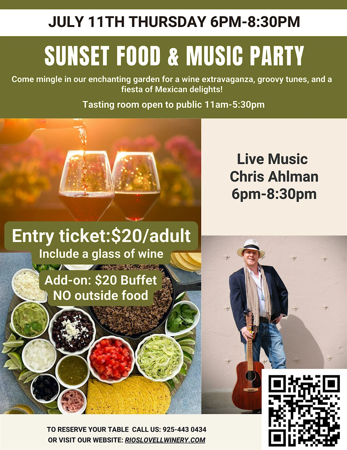 Thursday sunset music and food party at Rios Lovell Winery