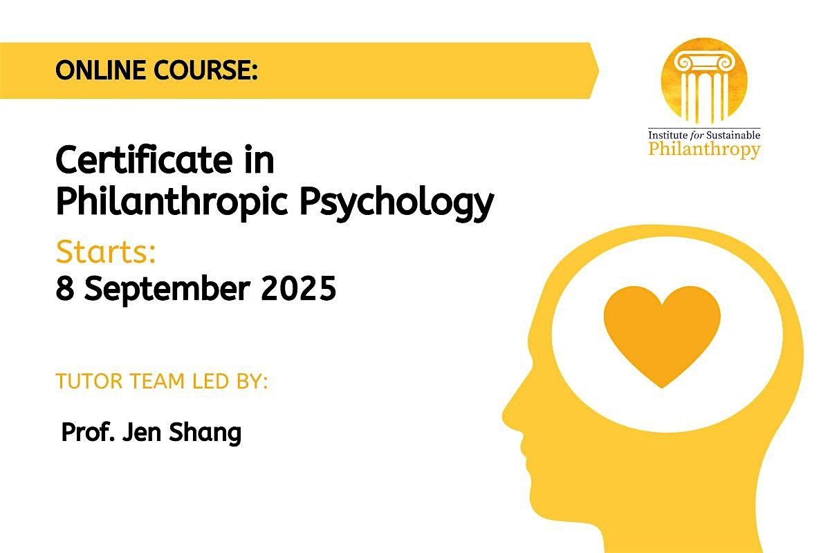 Certificate in Philanthropic Psychology  (8th September 2025)