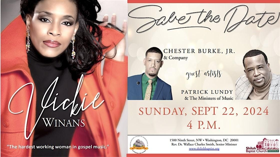 VICKI WINANS IN CONCERT SUNDAY, 9\/22\/24 @ 4 PM, SHILOH BAPTIST CHURCH (DC)