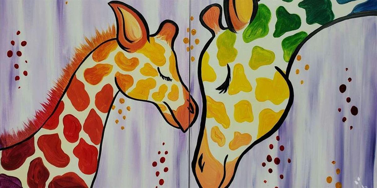 Giraffe Mother and Calf - Family Fun - Paint and Sip by Classpop!\u2122