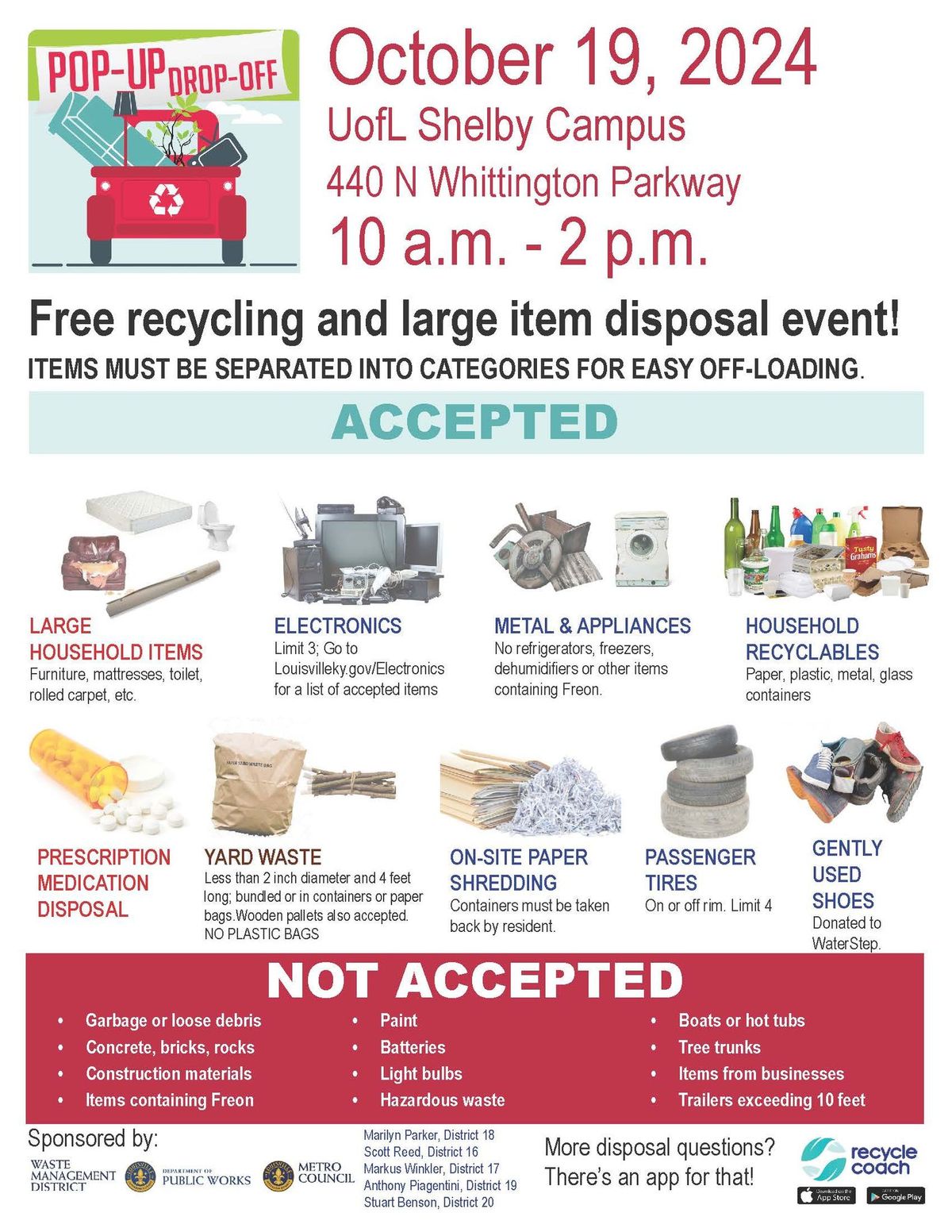 Free recycling and large item disposal event on Oct. 19, 2024