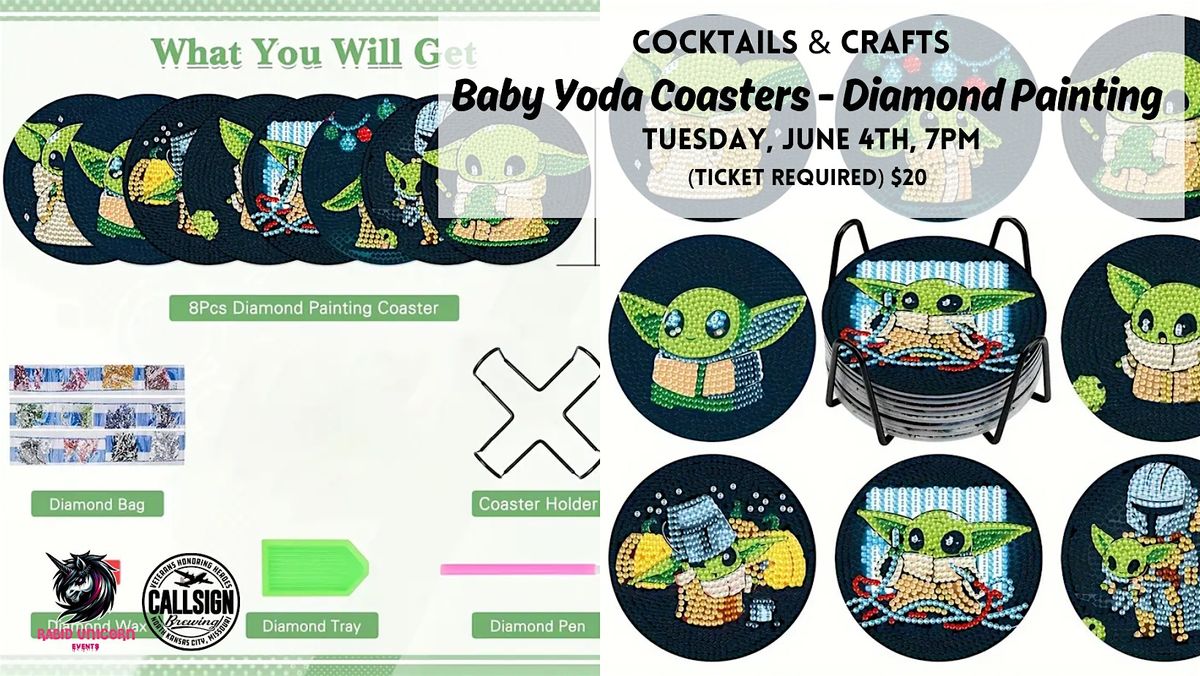 Baby Yoda Diamond Painting Coasters - TICKET IS ON CHEDDAR UP