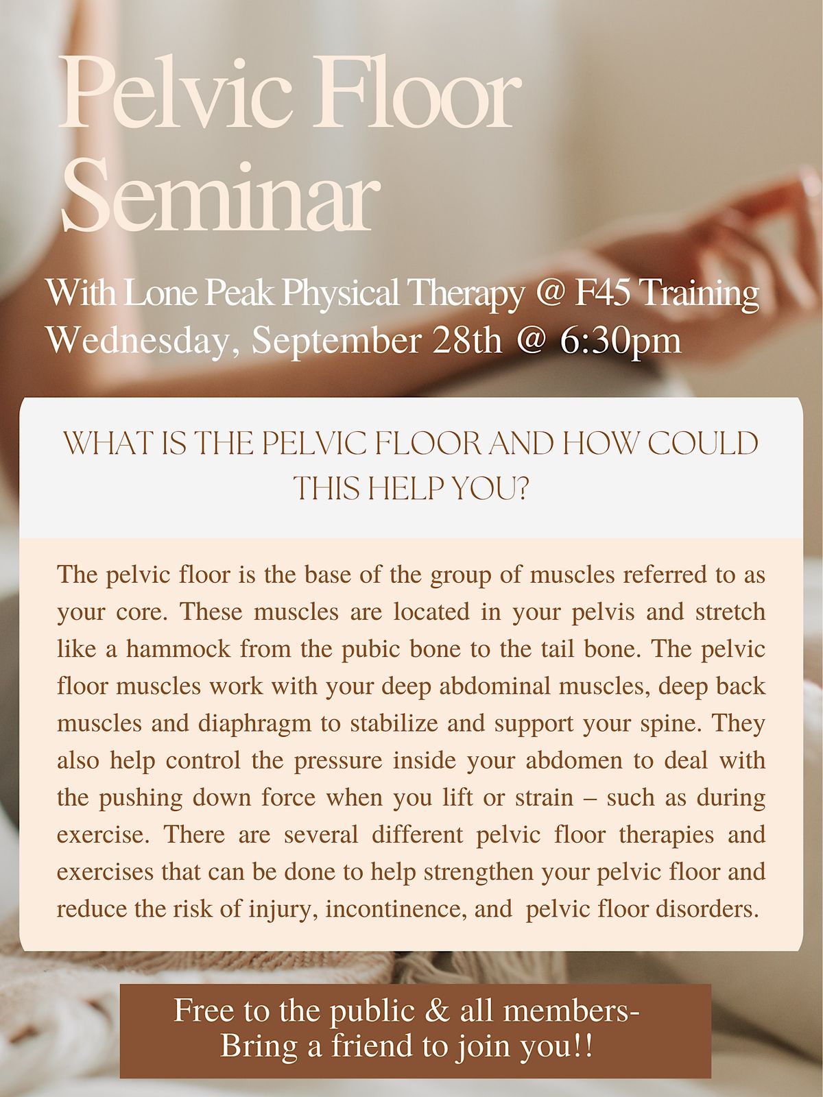 Pelvic Floor Seminar With Lone Peak Physical Therapy