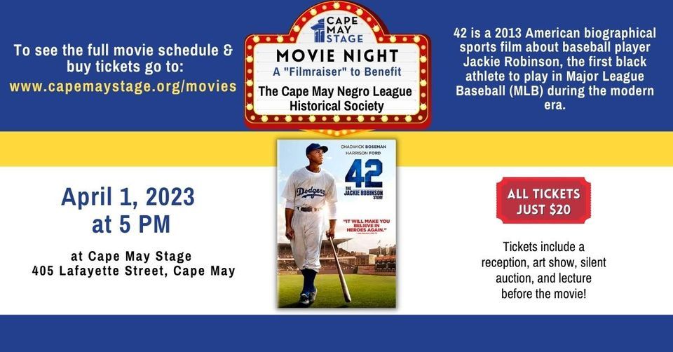 Movie Night: 42 to benefit The Cape May Negro League Historical Society