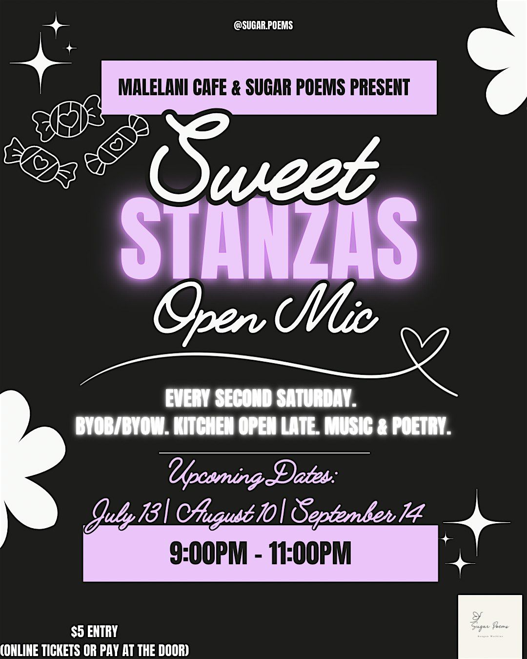 Sweet Stanzas Open Mic August