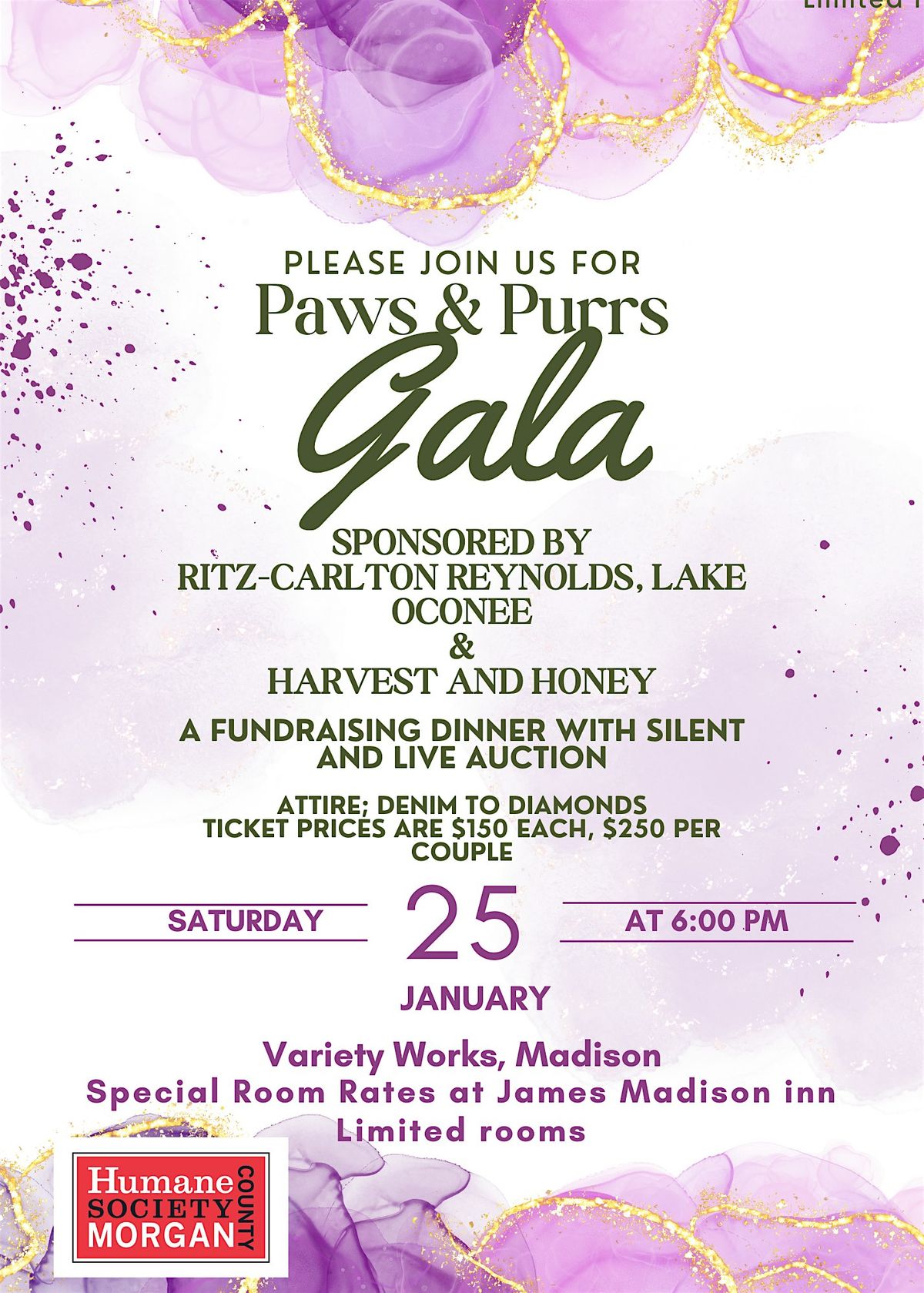 Paws & Purrs Gala -Sponsors: The Ritz-Carlton, Lake Oconee, Harvest & Honey