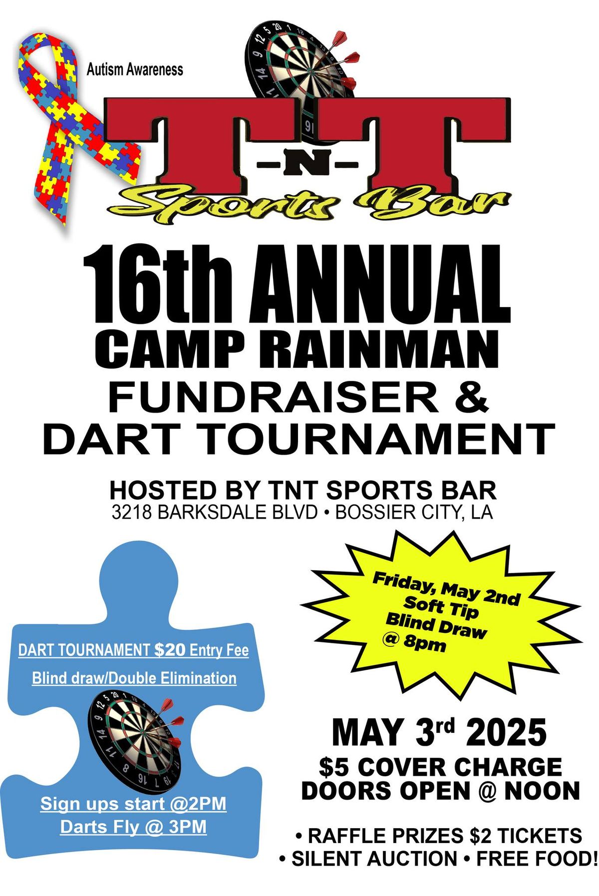 16th Annual Camp RainMan Fundraiser & Dart Tournament