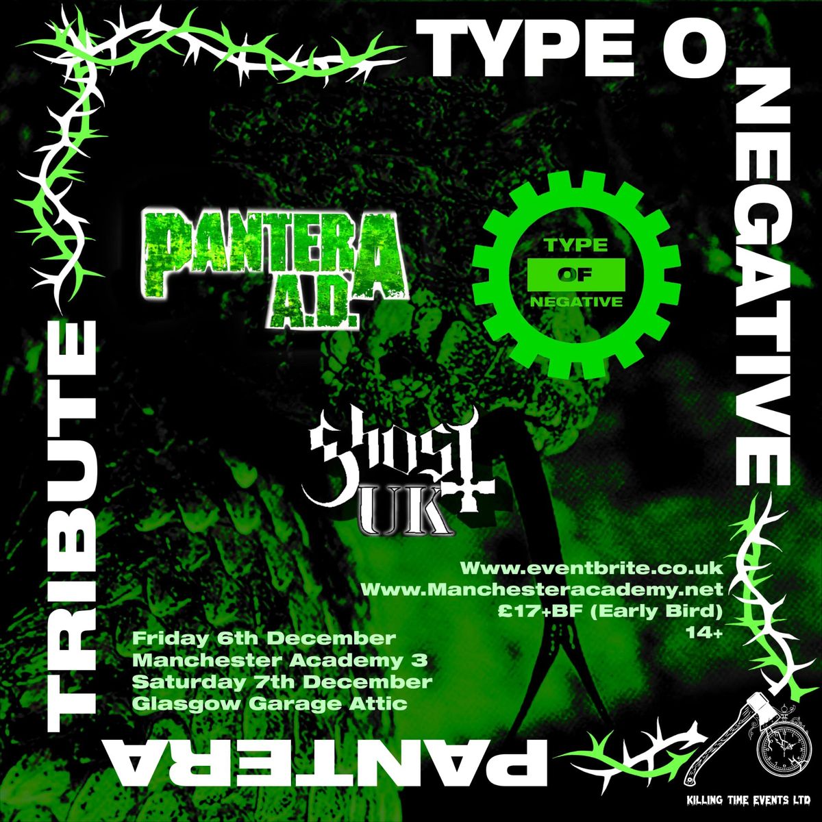 Pantera A.D, Type Of Negative, Ghost UK, Glasgow Garage Attic *SOLD OUT*