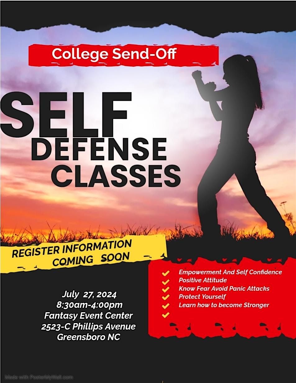 College Send-Off Self Defense Class