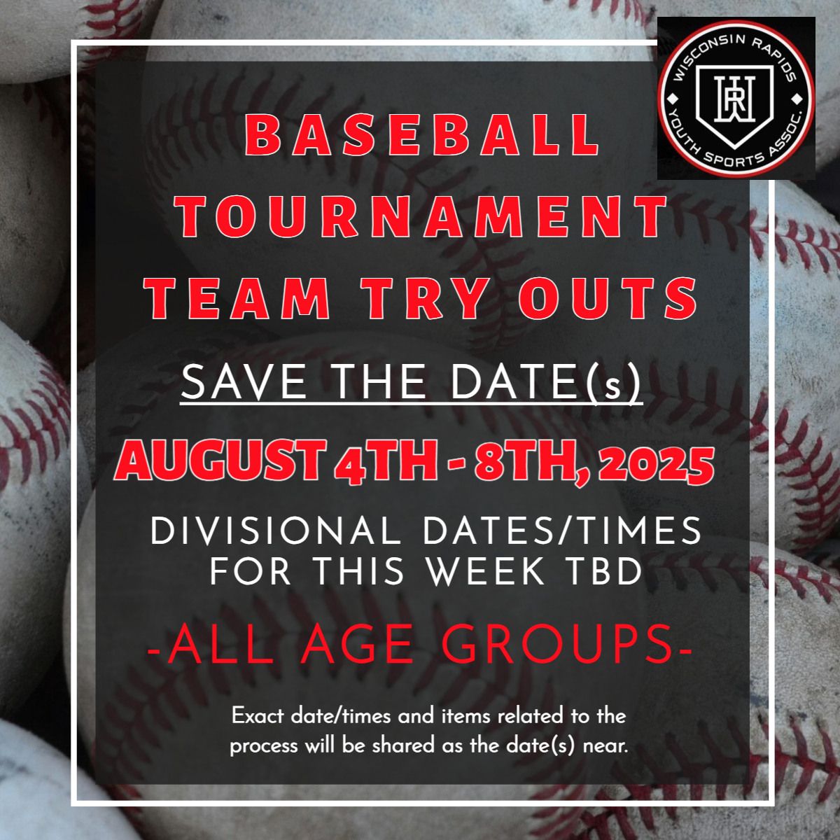 WRYSA Tournament Team BASEBALL Tryouts for 2026 season