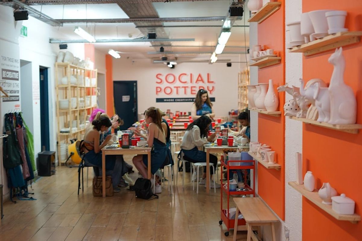 Boozy pottery painting Saturday, 136 Kentish Town Rd, London, 24