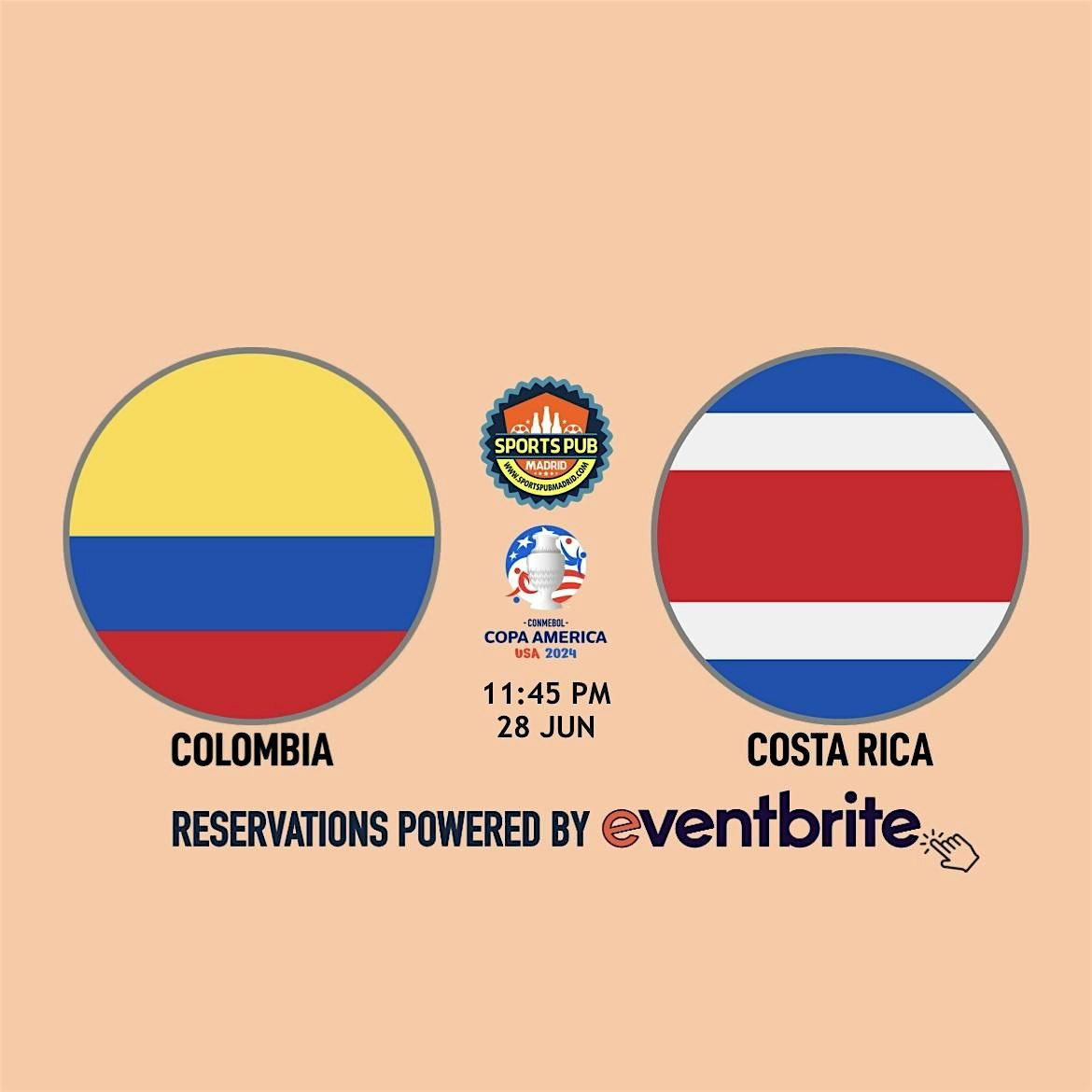 Colombia v Costa Rica | Copa America - Sports Pub Madrid | Malasa\u00f1a