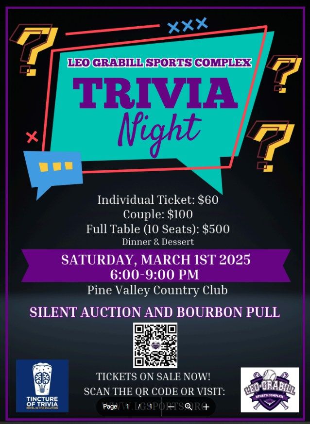 Trivia Night Hosted by Leo Grabill Sports Complex