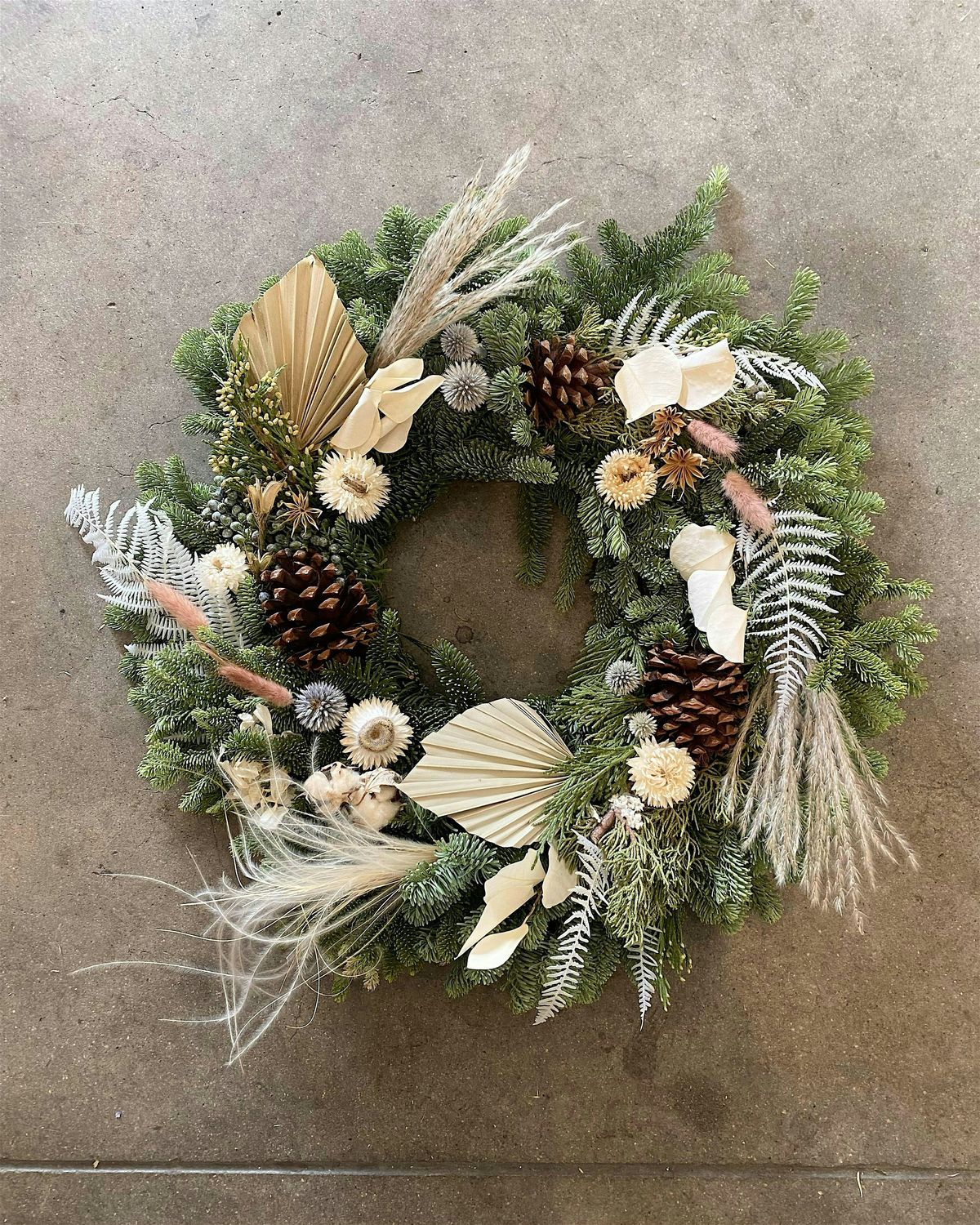 Pine Wreath with Dried Florals Workshop