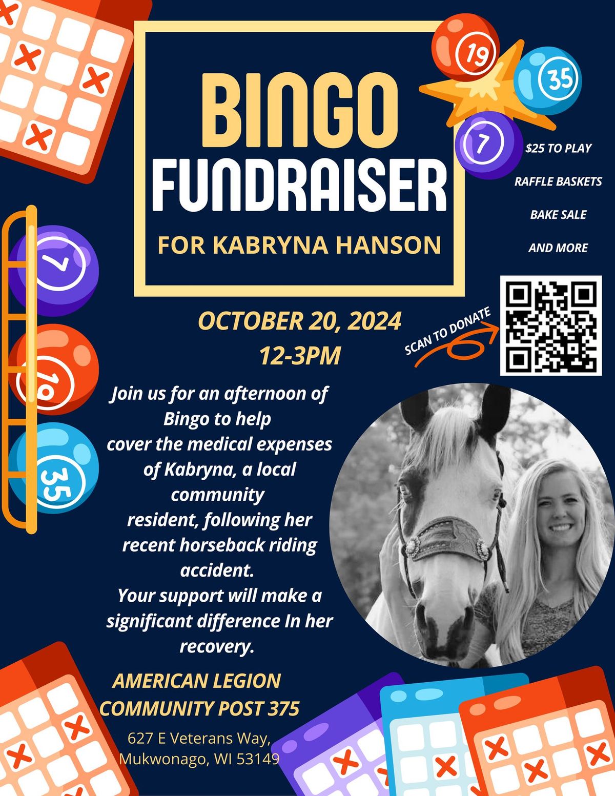 Bingo Fundraiser for Kabryna!