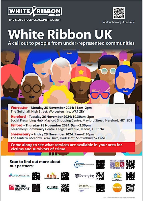 White Ribbon Underrepresented communities awareness event. Shropshire