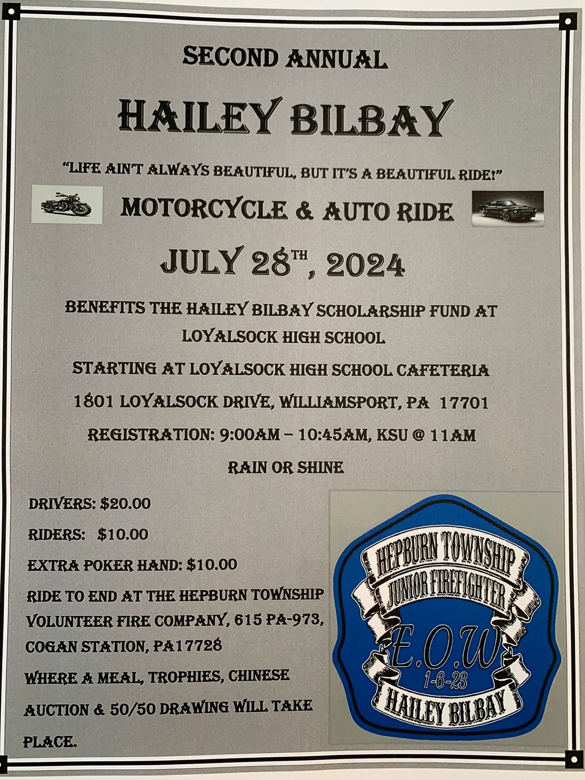 Hailey L Bilbay Scholarship Ride