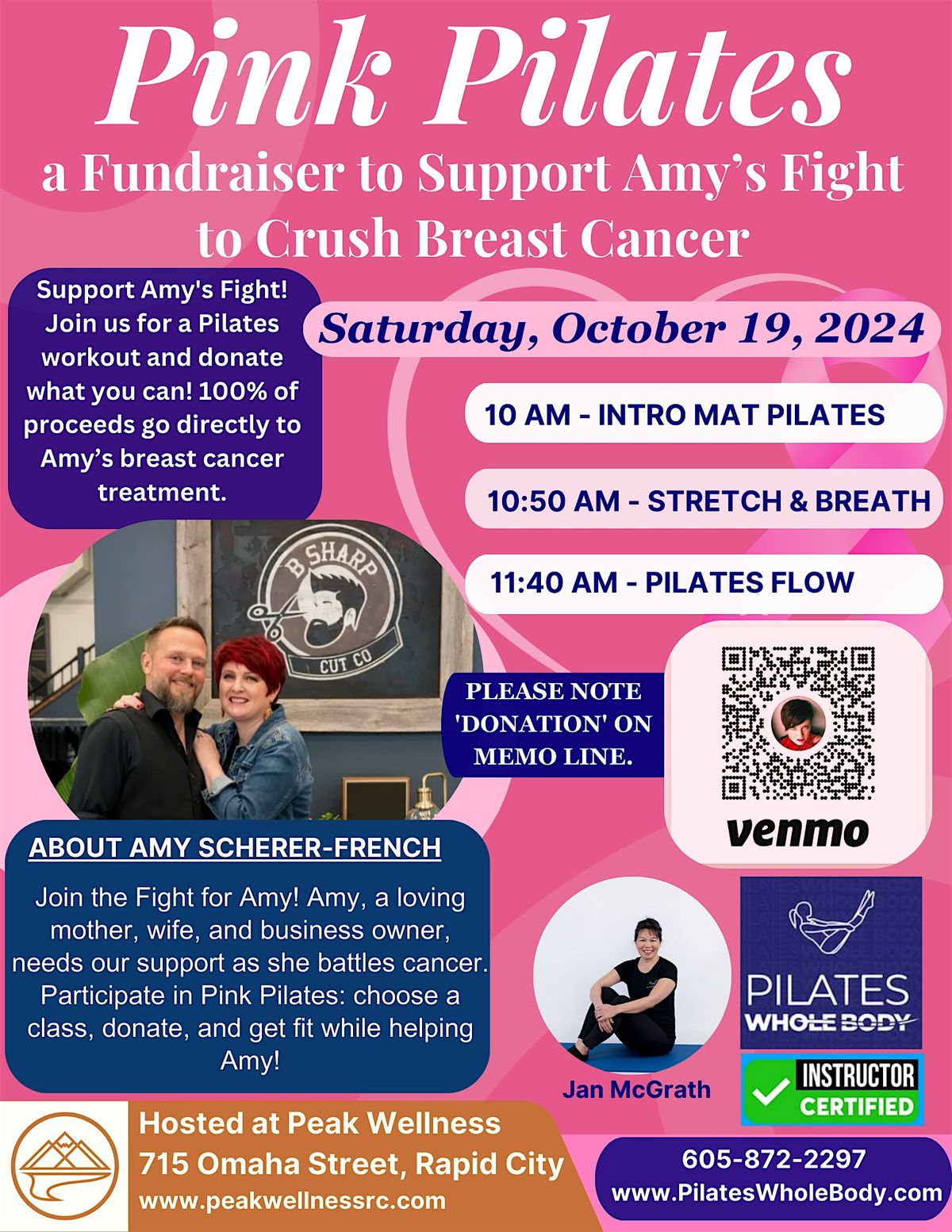 Pink Pilates: A Fundraiser to Help Amy Fight to Crush Breast Cancer