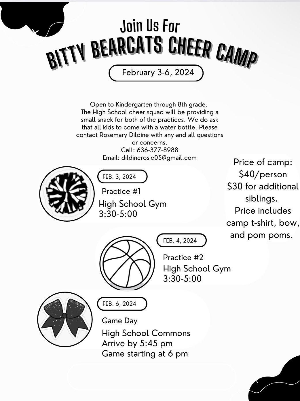 Bitty Bearcats Cheer Camp