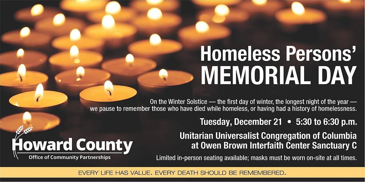 2021 Howard County Homeless Persons' Memorial