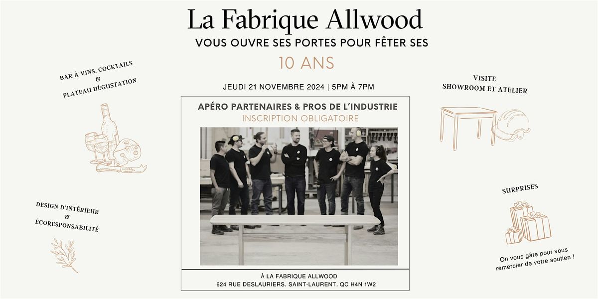 10 ans La Fabrique Allwood - 5 \u00e0 7 pros & partenaires