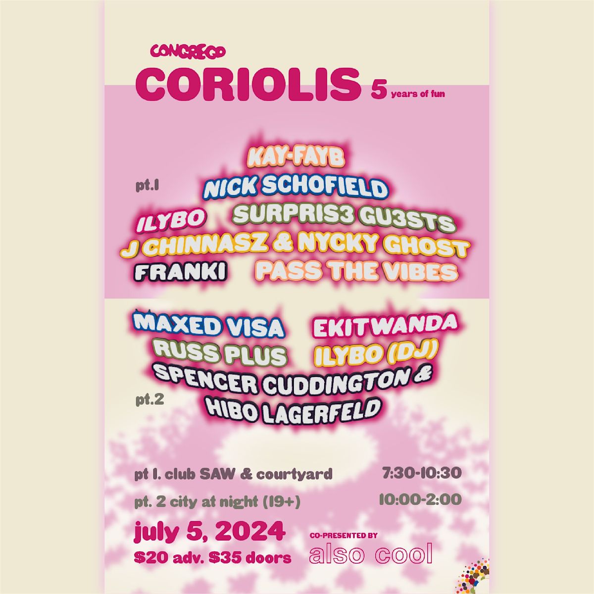 Congrego: Coriolis w Also Cool @ Club SAW \/ City at Night