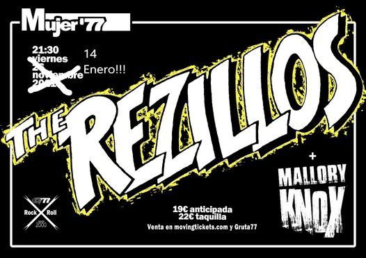 Ciclo MUJER\u00b477 #5 The Rezillos y Mallory Knox en Gruta77