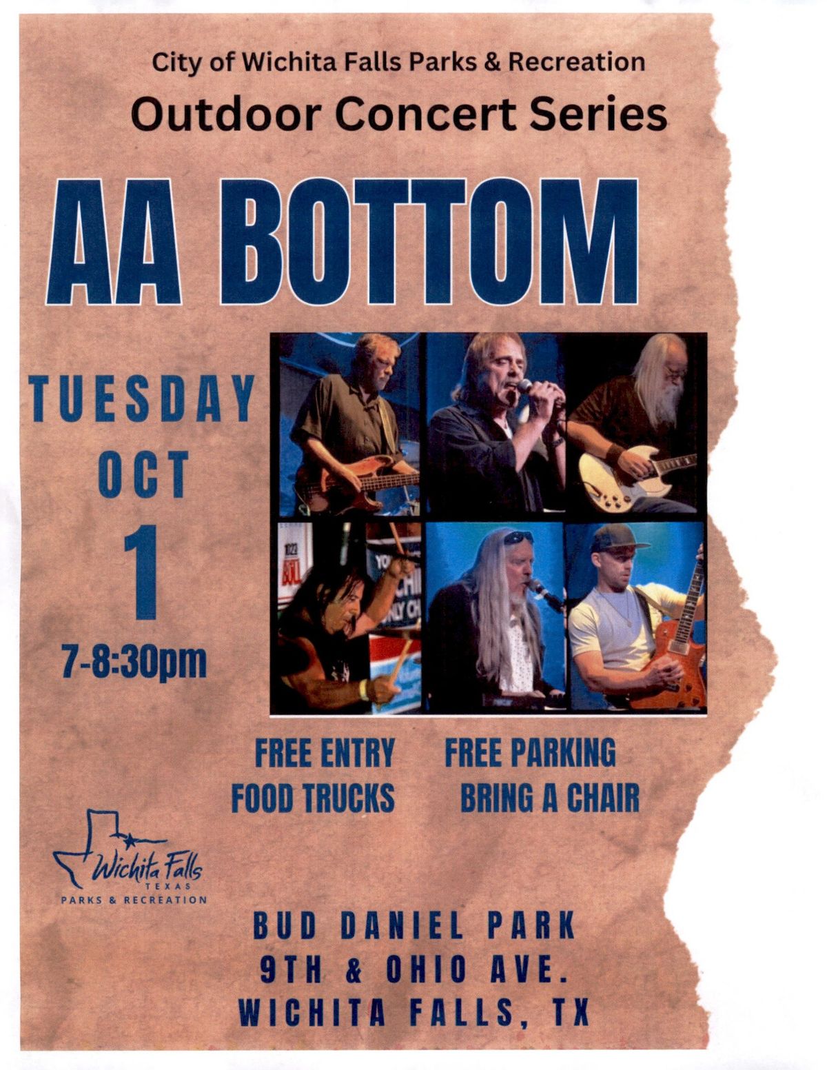 Parks & Recreation Outdoor Concert  Series with "AA Bottom"