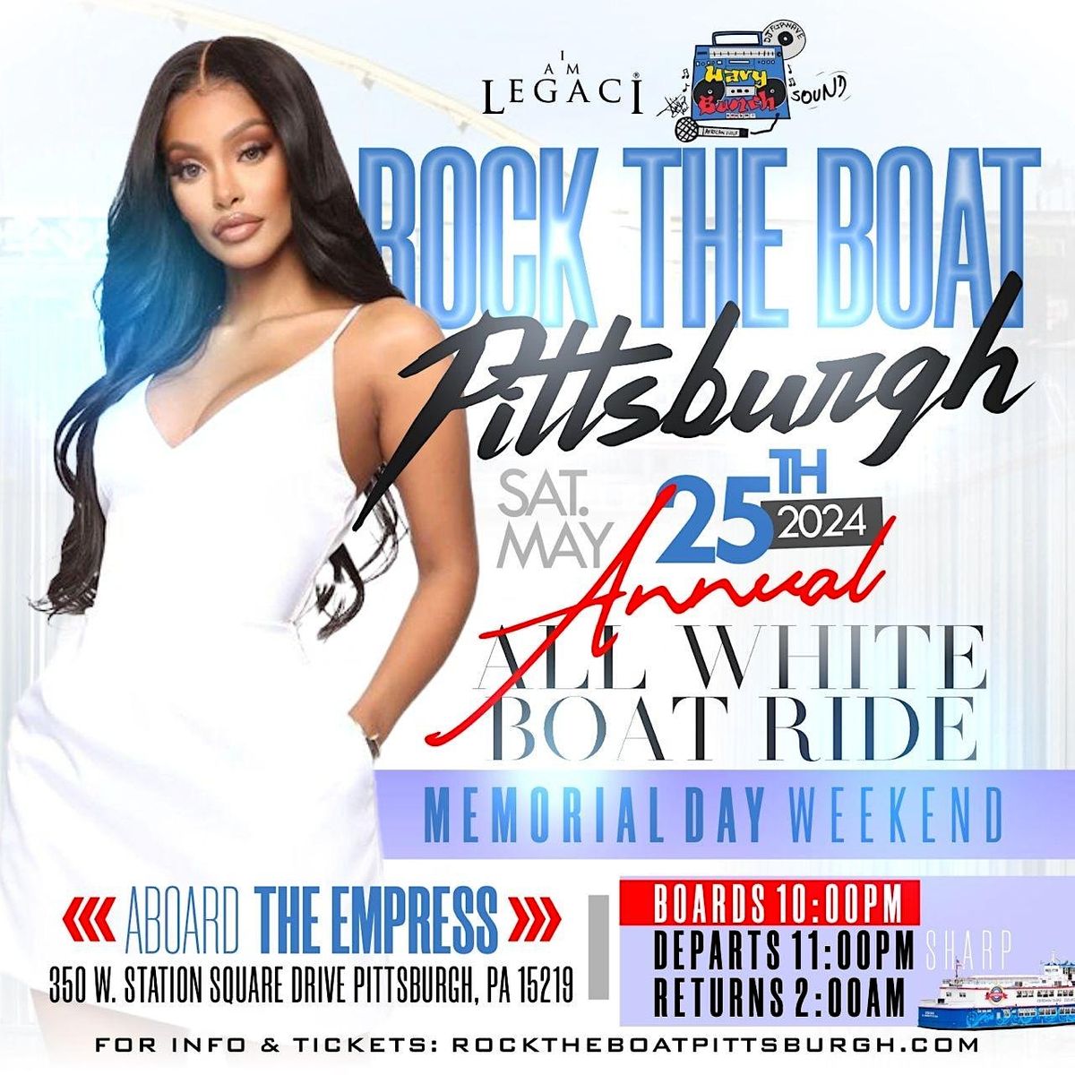 ROCK THE BOAT PITTSBURGH 2024 MEMORIAL DAY WEEKEND ALL WHITE BOAT PARTY