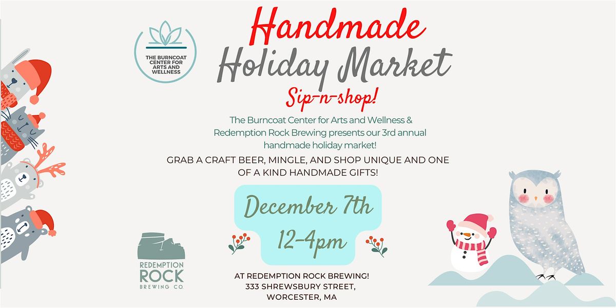 SIP-n-SHOP at Redemption Rock! Shop unique  handmade gifts for the holiday!