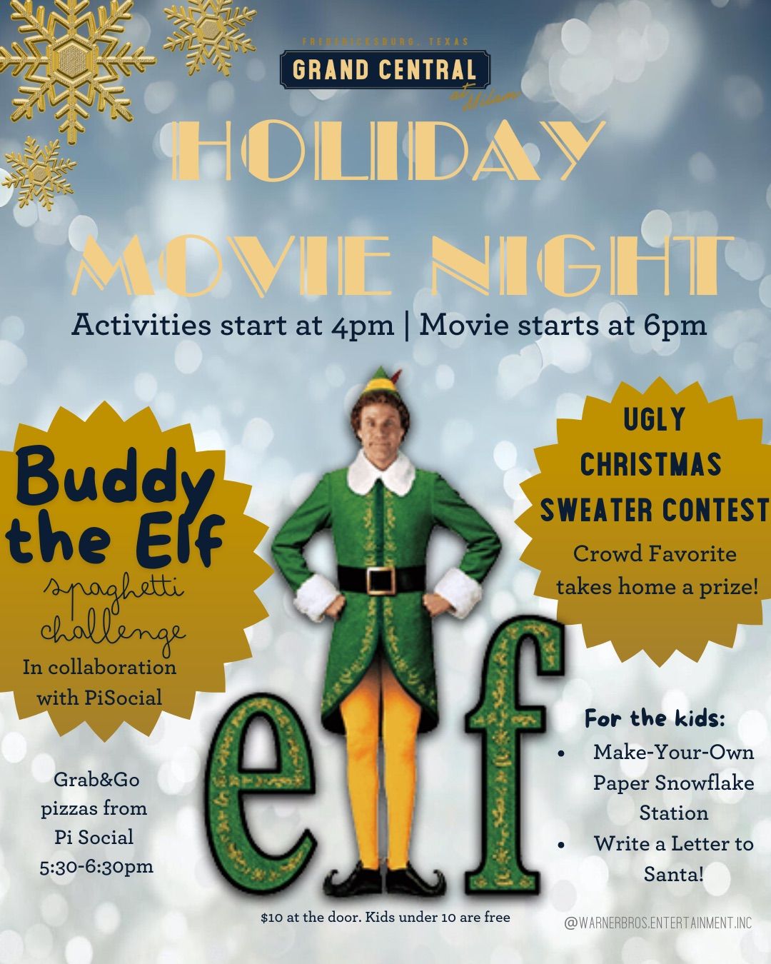 Holiday Movie Night in the Great Lawn at Grand Central at Milam - Featured Movie - ELF