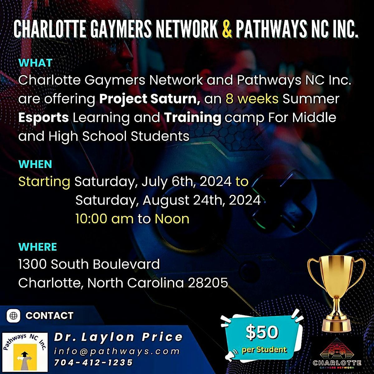 8-Weeks Summer Esports Learning and Training Saturday Camp for Students