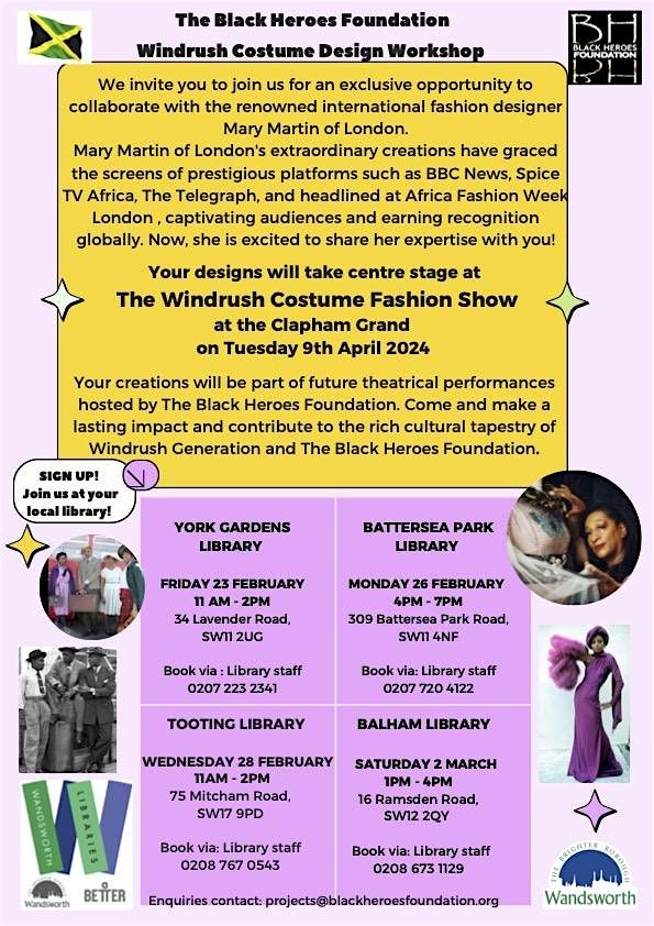 Windrush Costume Design Workshop, Balham Library, London, 2 March 2024