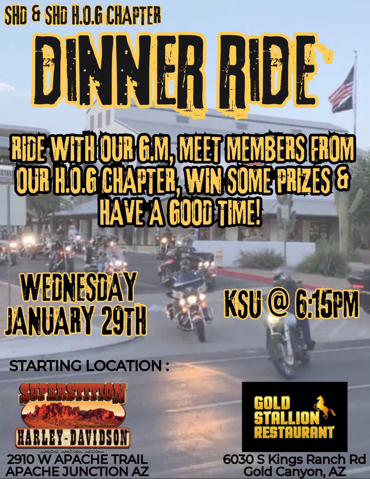 SHD's Dinner Ride - KSU @ 6:15pm 