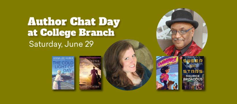 Author Chat Day at College Ave Branch with Maurice Broaddus and Anna Lee Huber