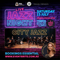 LIVE JAZZ NIGHT at the RSL with Warrnambool City Jazz! Saturday July 13th